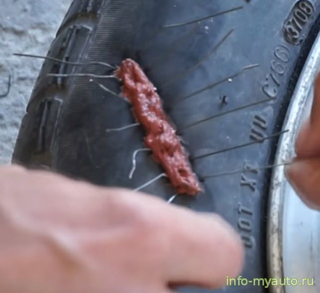 как заклеить боковой порез шины